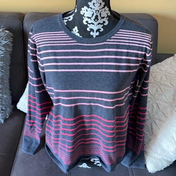 TALBOTS WOMAN Gray Striped Sweater Size 14 - Picture 1 of 6